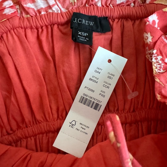 J. Crew Ruffle Trim Tiered Maxi Dress XS Petite Sunny Blooms Coral Cottage NWT - Picture 14 of 14